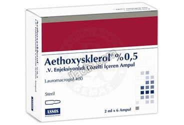 AETHOXYSKLEROL % 0.5 I.V. ENJEKSIYONLUK COZELTI ICEREN AMPUL ( 2 ML X 6 AMPUL ) görseli