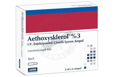 AETHOXYSKLEROL % 3 I.V. ENJEKSIYONLUK COZELTI ICEREN AMPUL ( 2 ML X 6 AMPUL ) görseli