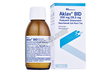 AKLAV BID 200 MG/28,5 MG PEDIATRIK SUSPANSIYON HAZIRLAMAK ICIN KURU TOZ (100 ML) görseli
