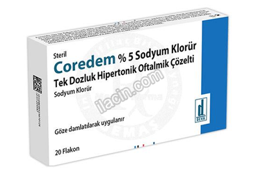 COREDEM %5 SODYUM KLORUR TEK DOZLUK HIPERTONIK OFTALMIK COZELTI (20 ADET) görseli