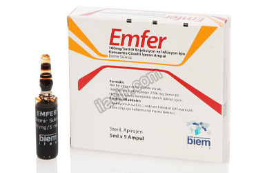EMFER 100MG/5ML ENJEKSİYON VE INFUZYON ICIN KONSANTRE COZELTI ICEREN AMPUL görseli