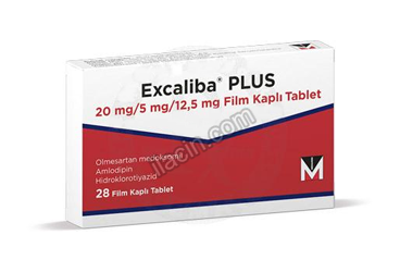 EXCALIBA PLUS 20 MG/ 5 MG/ 12,5 MG FILM KAPLI TABLET (28 TABLET) görseli