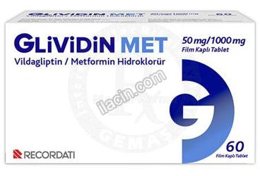 GLIVIDIN MET 50 MG/1000 MG FILM
 KAPLI TABLET (60 ADET) görseli