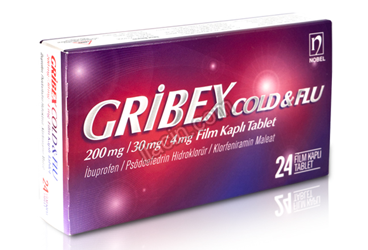 GRIBEX COLD & FLU 200 MG/30 MG/4 MG FILM KAPLI TABLET (24 TABLET) görseli