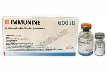 IMMUNINE  600 IU IV INFUZYON ICIN LIYOFILIZE TOZ ICEREN FLAKON görseli