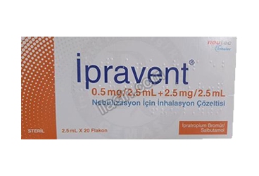 IPRAVENT 0.5MG/2.5ML + 2.5MG/2.5ML NEBULIZAYON ICIN INHALASYON COZELITISI (20 FLAKON) görseli
