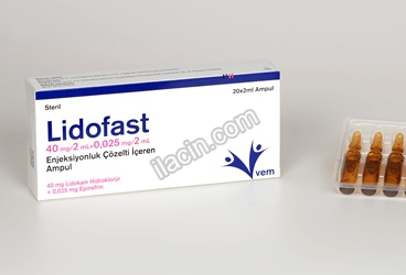 LIDOFAST ENJEKSİYONLUK COZELTI İCEREN 2ML 20 AMPUL görseli