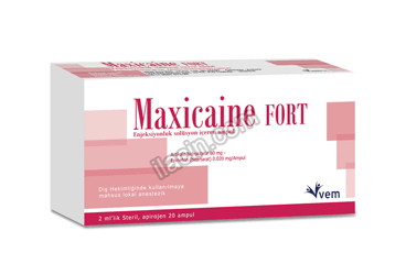 MAXICAINE FORT(40 MG/ML 0,01 MG/ML) 2 ML 20 ADET ENJEKSIYONLUK SOLUSYON ICEREN AMPUL görseli