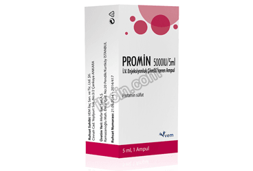 PROMIN 5000IU/5ML I.V ENJEKSIYONLUK COZELTO ICEREN 1 AMPUL görseli