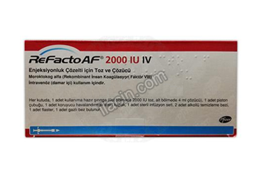 REFACTO AF 2000 IU IV ENJEKSIYONLUK COZELTI ICIN TOZ VE COZUCU 1 FLAKON görseli