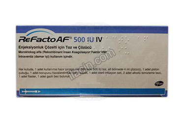 REFACTO AF 500 IU IV ENJEKSIYONLUK COZELTI ICIN TOZ VE COZUCU 1 FLAKON görseli