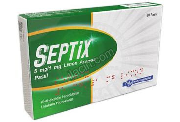 SEPTIX 5 MG/1 MG LIMON AROMALI PASTIL (20 PASTIL) görseli