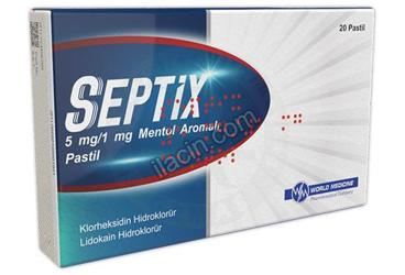 SEPTIX 5 MG/1 MG MENTOL AROMALI PASTIL (20 PASTIL) görseli