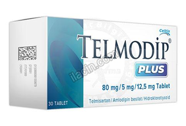 TELMODIP PLUS 80 MG / 5 MG / 12,5 MG TABLET (30 TABLET) görseli