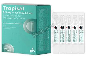 TROPISAL 0.5 MG+2,5 MG/2,5 ML NEBULIZASYON ICIN INHALASYON COZELTISI (20 FLAKON) görseli
