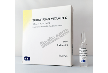 TURKTIPSAN VITAMIN C 500 MG/5 ML IM/IV ENJEKSIYON VE INFUZYON ICIN COZELTI ICEREN AMPUL (5 AMPUL) görseli