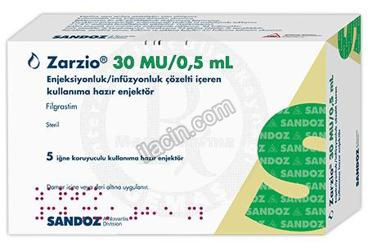 ZARZIO 30 MU/0.5 ML ENJEKSIYONLUK/INFUZYONLUK COZELTI ICEREN KULLANIMA HAZIR ENJEKTOR (5 ENJEKTOR) görseli